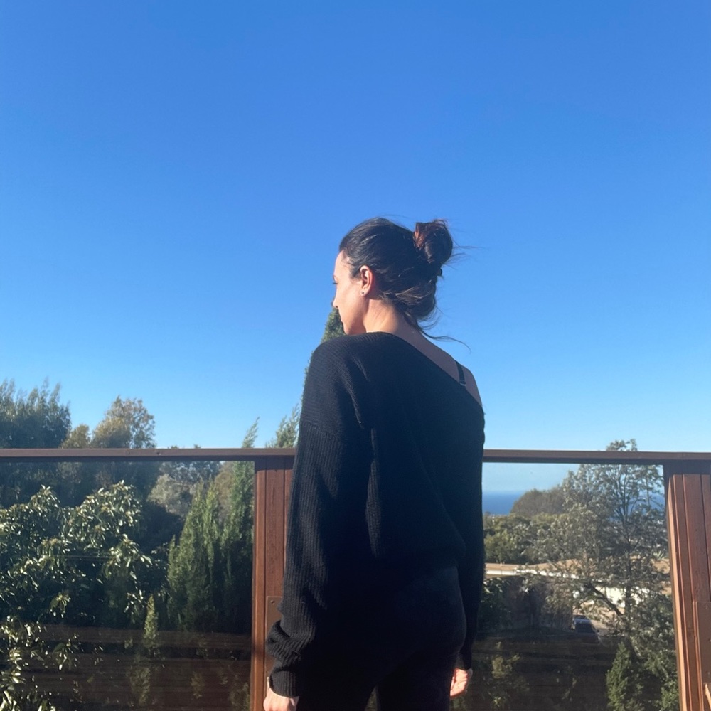 LF CARMAR Denim One Shoulder Sweater Color: black - Picture 3 of 4